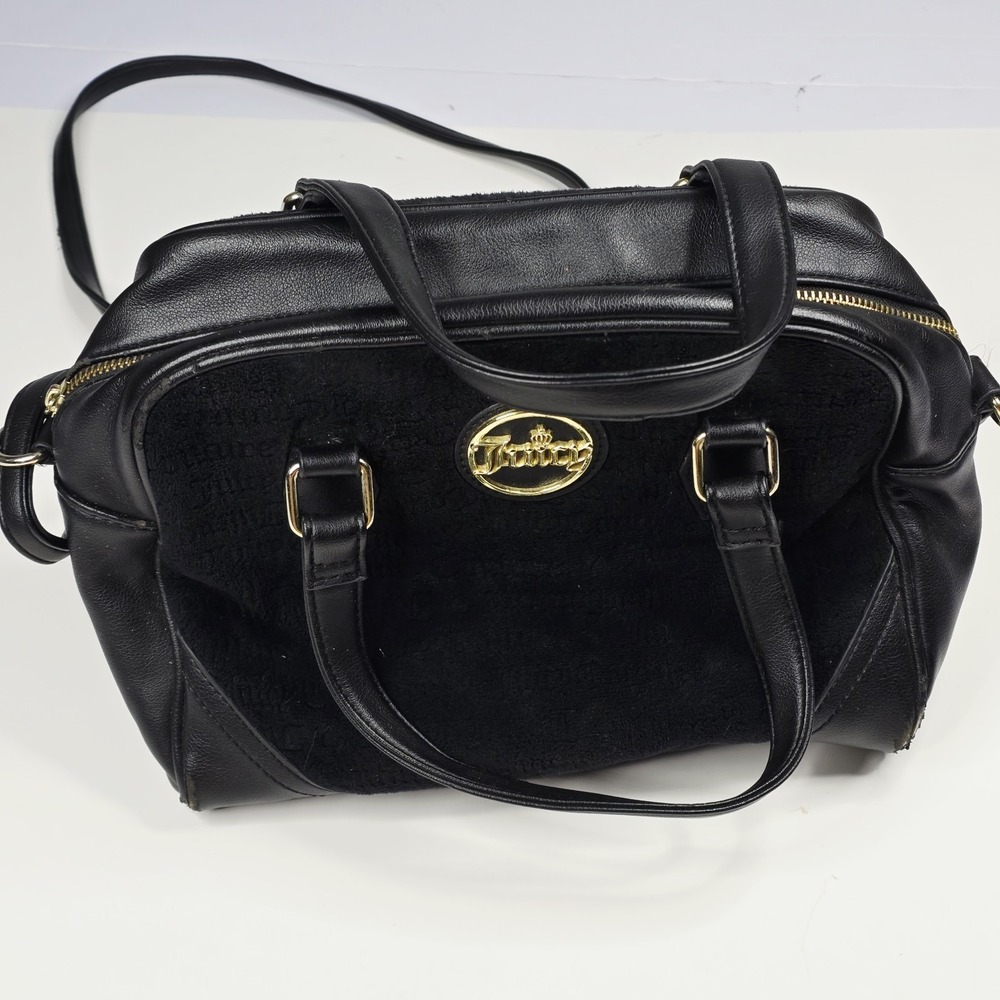 Vintage Y2K Juicy Couture Daydreamer Bag Velour‎ Pleather Purse Black Velvet